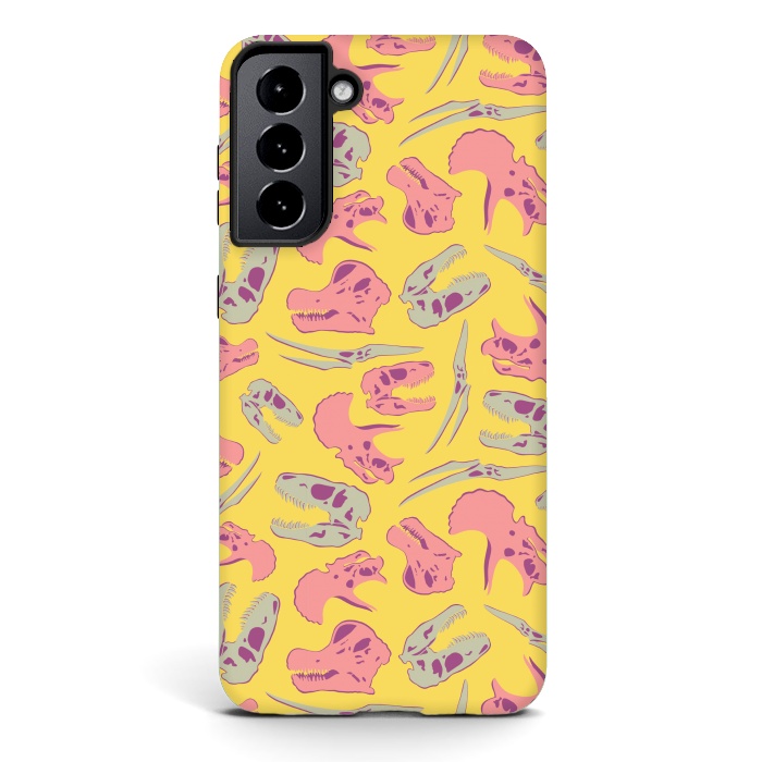 Galaxy S21 StrongFit Skull Roll - Yellow by Melissa Lee