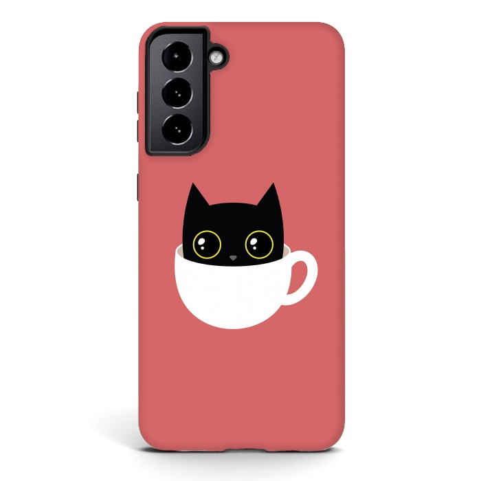 Galaxy S21 StrongFit Coffee cat by Laura Nagel