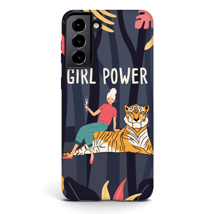 Galaxy S21 StrongFit Girl Power - Woman and Tiger by Jelena Obradovic