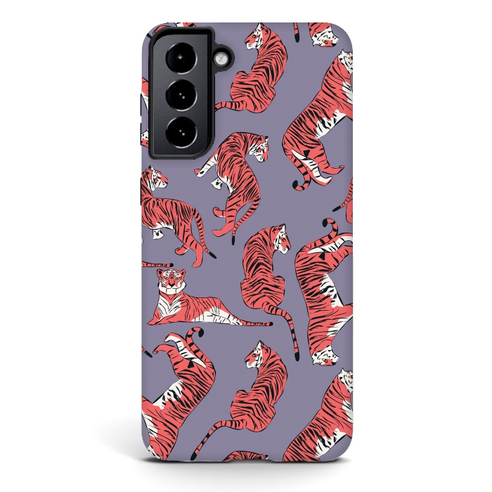 Galaxy S21 plus StrongFit Tiger pattern, purple, 007 by Jelena Obradovic