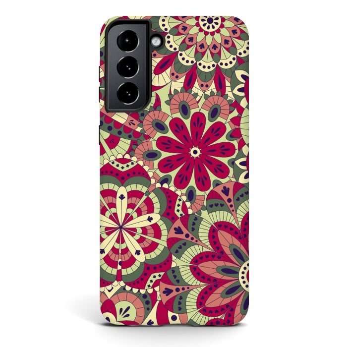 Galaxy S21 plus StrongFit Floral Made with Many Mandalas by ArtsCase