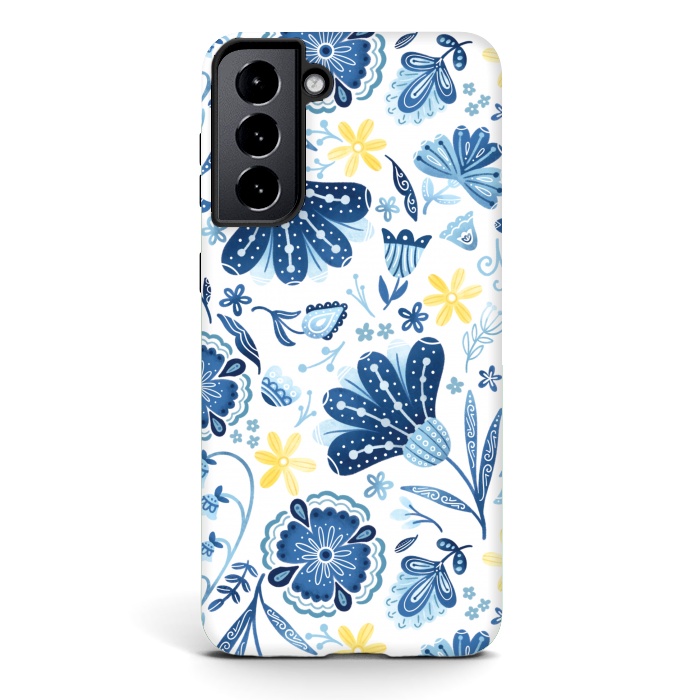 Galaxy S21 StrongFit Intricate Blue Floral by Noonday Design
