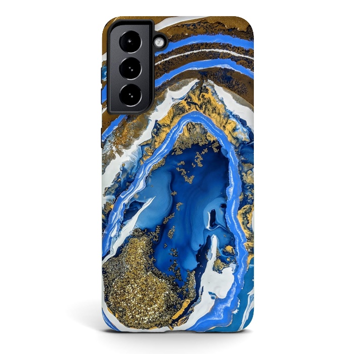 Galaxy S21 StrongFit Gold and blue geode  by Winston