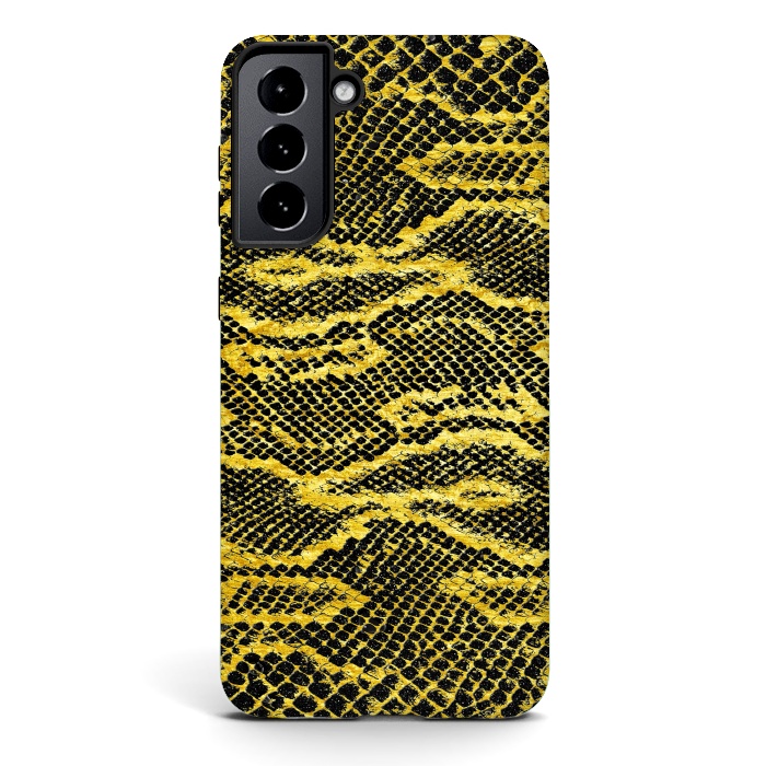 Galaxy S21 StrongFit Black and Gold Snake Skin II by Art Design Works