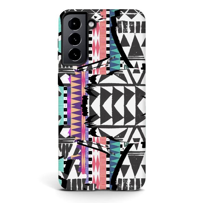 Galaxy S21 StrongFit Colourful African inspired ethnic print by Oana 