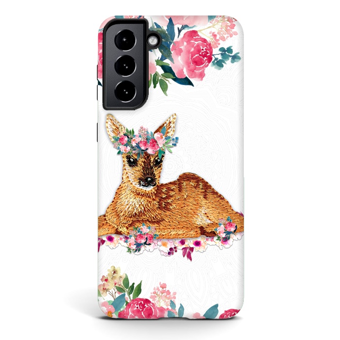 Galaxy S21 plus StrongFit Flower Friends Fawn Lace by Monika Strigel