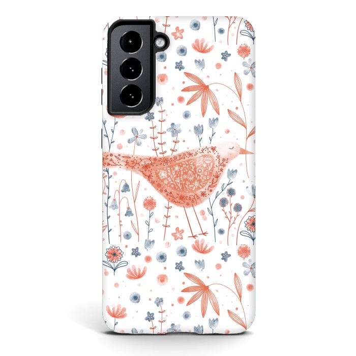 Galaxy S21 StrongFit Apricot Bird by Nic Squirrell