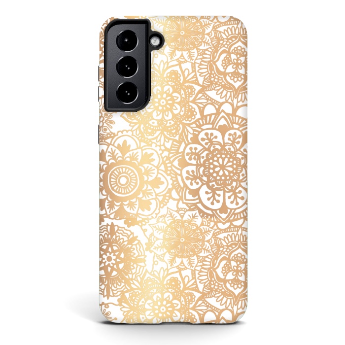 Galaxy S21 StrongFit Gold Mandala Pattern by Julie Erin Designs