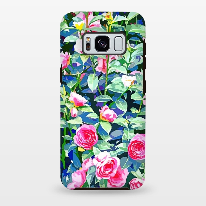Galaxy S8 plus StrongFit Winter Rose | Botanical Floral Garden | Boho Vintage Plants Meadow Roses Painting by Uma Prabhakar Gokhale