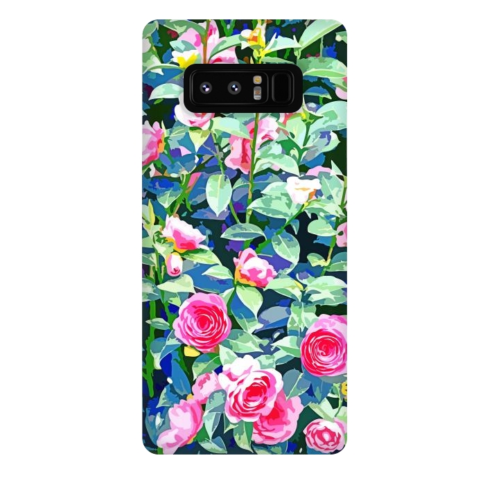 Galaxy Note 8 StrongFit Winter Rose | Botanical Floral Garden | Boho Vintage Plants Meadow Roses Painting by Uma Prabhakar Gokhale