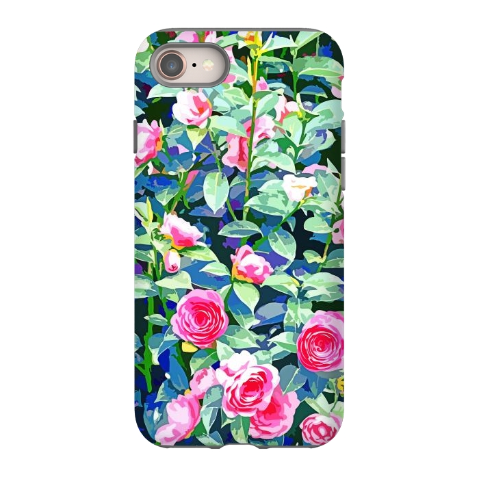 iPhone 8 StrongFit Winter Rose | Botanical Floral Garden | Boho Vintage Plants Meadow Roses Painting by Uma Prabhakar Gokhale