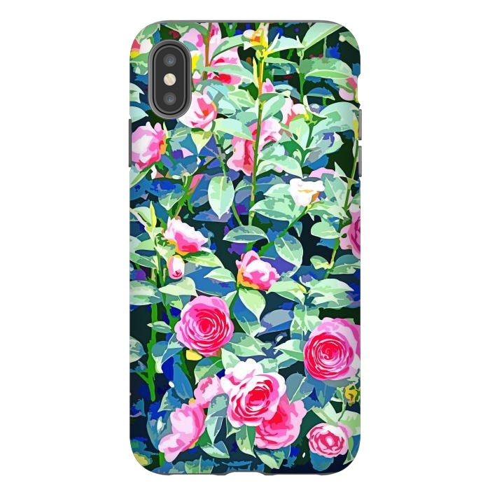 iPhone Xs Max StrongFit Winter Rose | Botanical Floral Garden | Boho Vintage Plants Meadow Roses Painting by Uma Prabhakar Gokhale