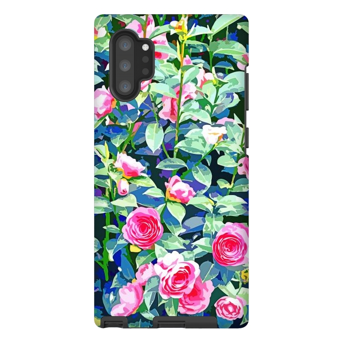 Galaxy Note 10 plus StrongFit Winter Rose | Botanical Floral Garden | Boho Vintage Plants Meadow Roses Painting by Uma Prabhakar Gokhale