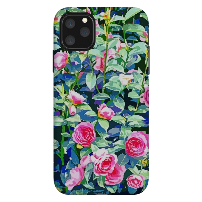 iPhone 11 Pro Max StrongFit Winter Rose | Botanical Floral Garden | Boho Vintage Plants Meadow Roses Painting by Uma Prabhakar Gokhale