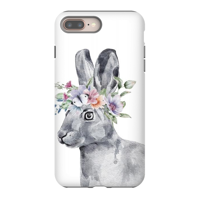 iPhone 7 plus StrongFit cute watercolor rabbit with flowers by haroulita