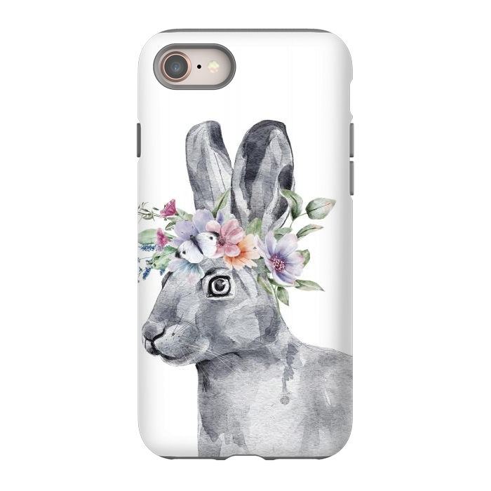 iPhone SE StrongFit cute watercolor rabbit with flowers by haroulita