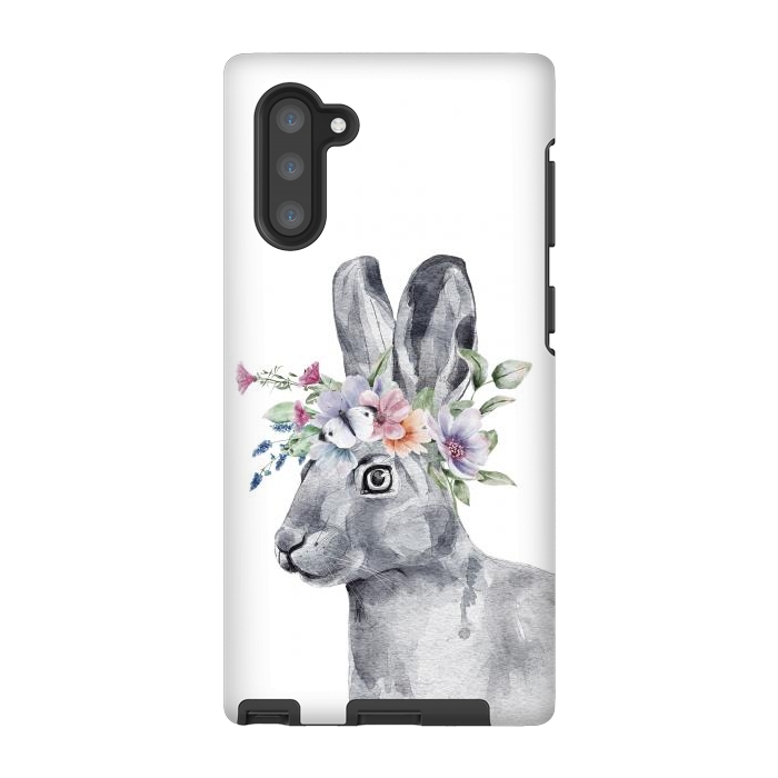 Galaxy Note 10 StrongFit cute watercolor rabbit with flowers by haroulita