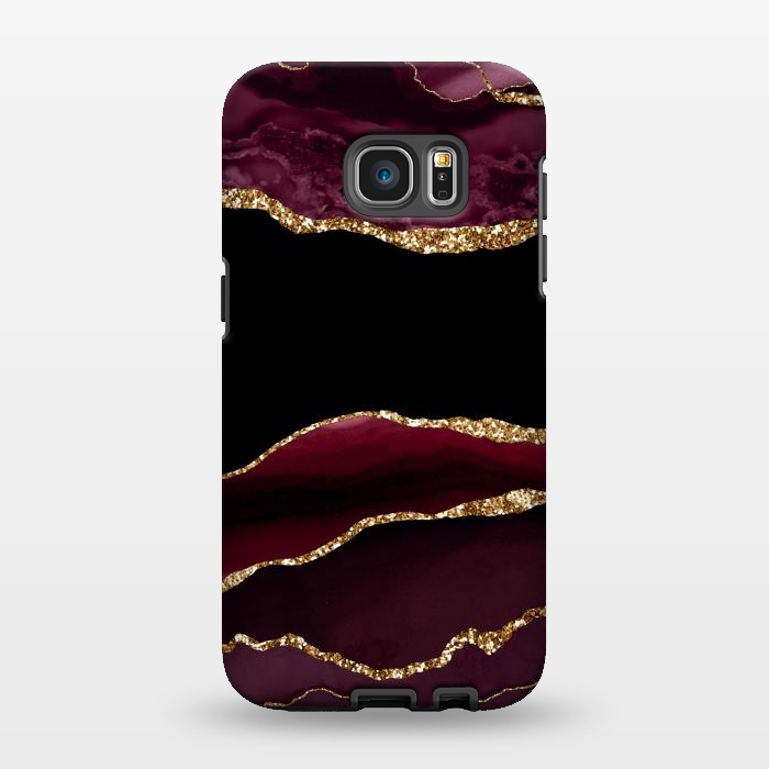Galaxy S7 EDGE StrongFit burgundy agate marble by haroulita