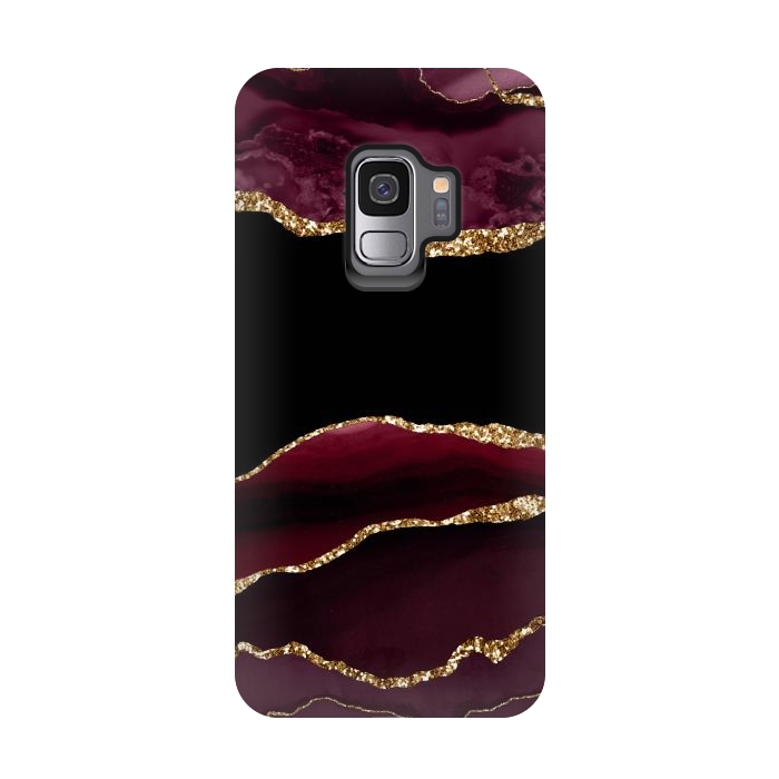 Galaxy S9 StrongFit burgundy agate marble by haroulita