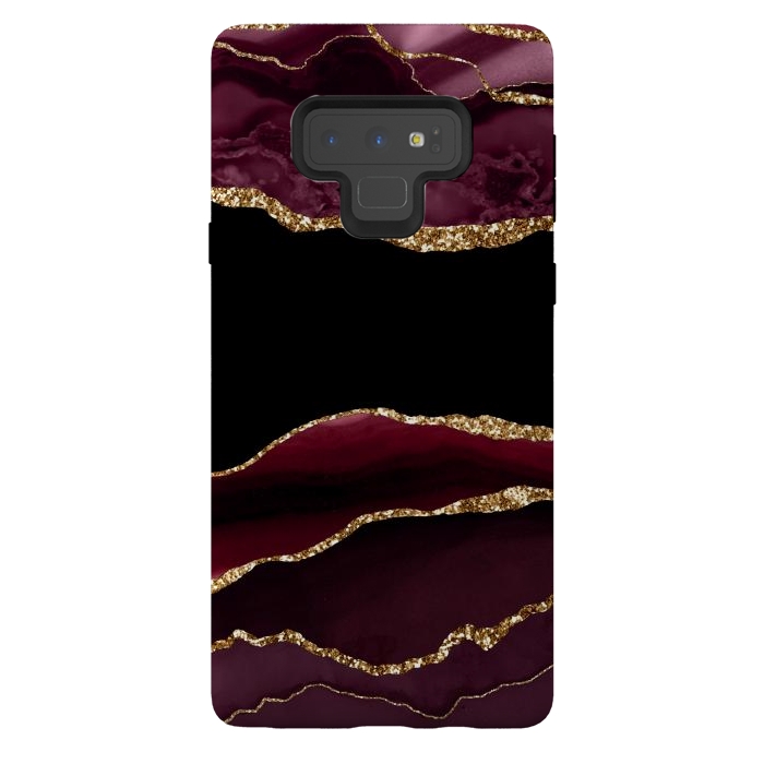 Galaxy Note 9 StrongFit burgundy agate marble by haroulita
