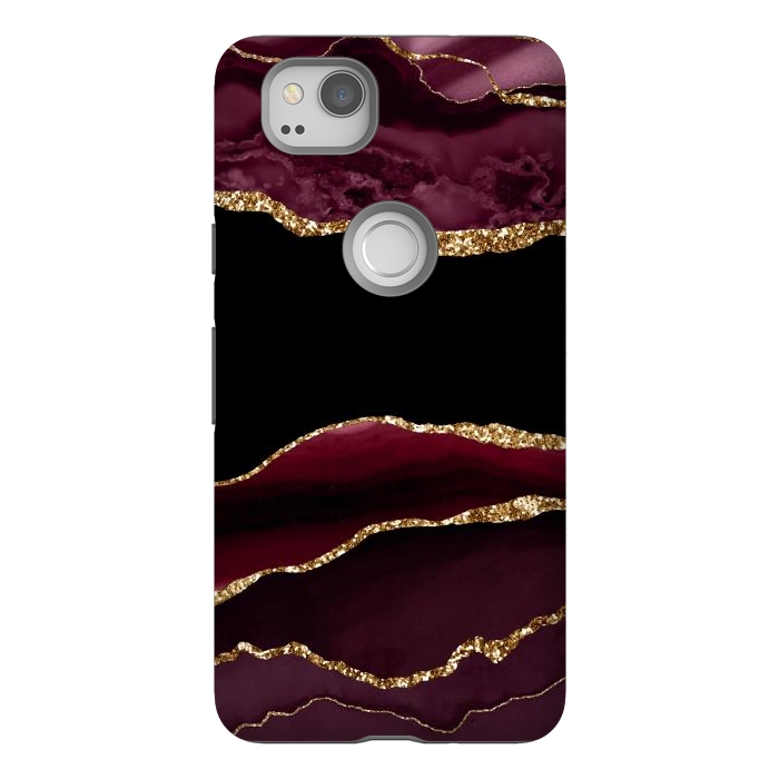 Pixel 2 StrongFit burgundy agate marble by haroulita