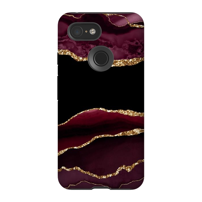 Pixel 3 StrongFit burgundy agate marble by haroulita