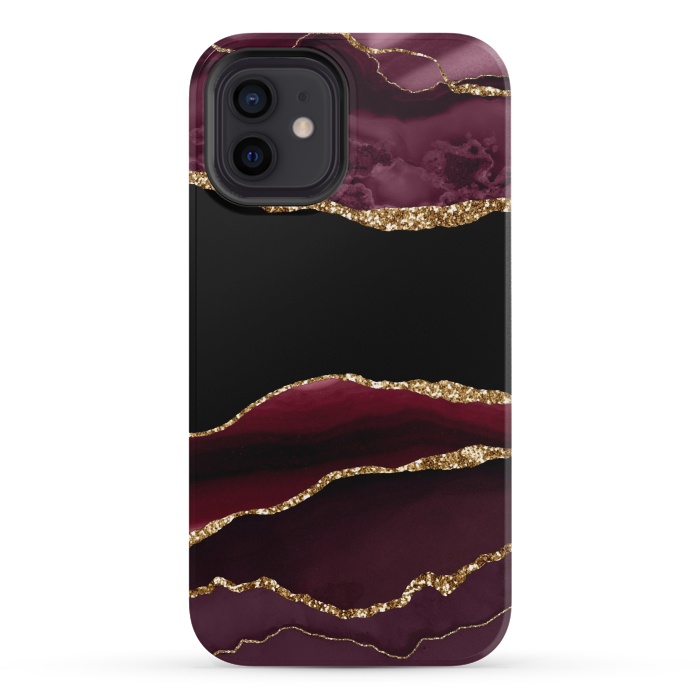 iPhone 12 mini StrongFit burgundy agate marble by haroulita
