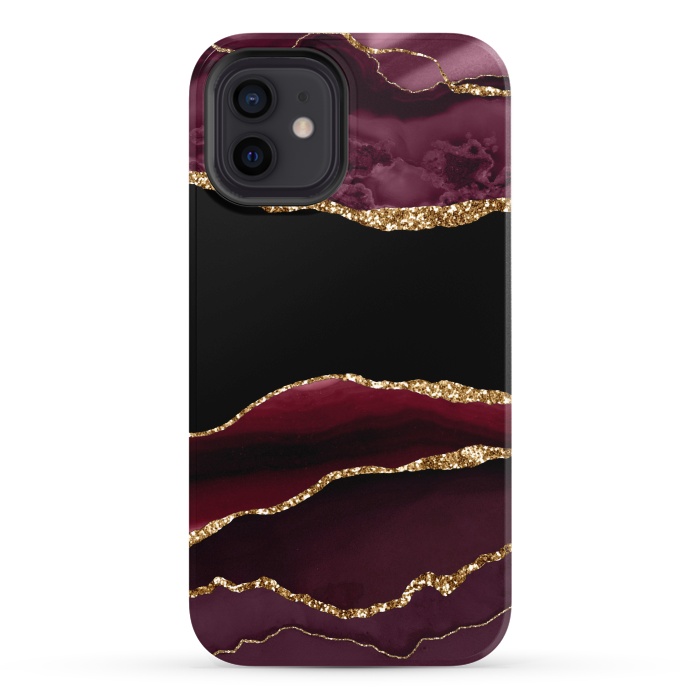 iPhone 12 StrongFit burgundy agate marble by haroulita