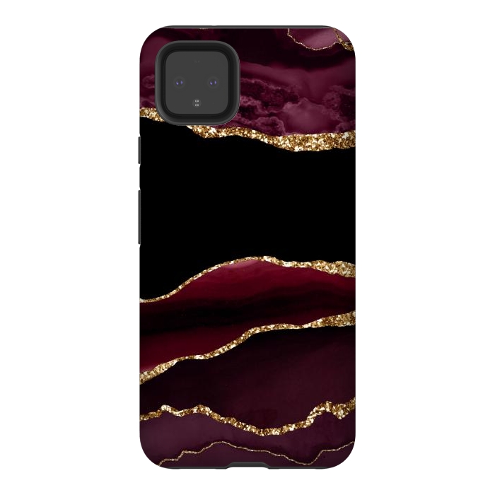 Pixel 4XL StrongFit burgundy agate marble by haroulita