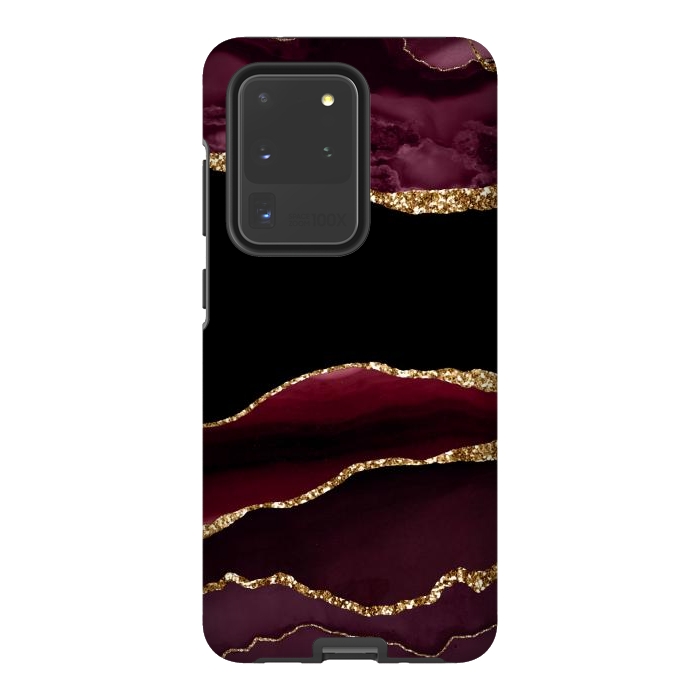 Galaxy S20 Ultra StrongFit burgundy agate marble by haroulita