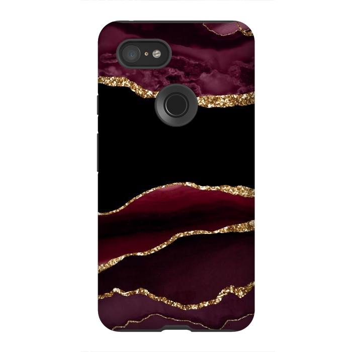 Pixel 3XL StrongFit burgundy agate marble by haroulita