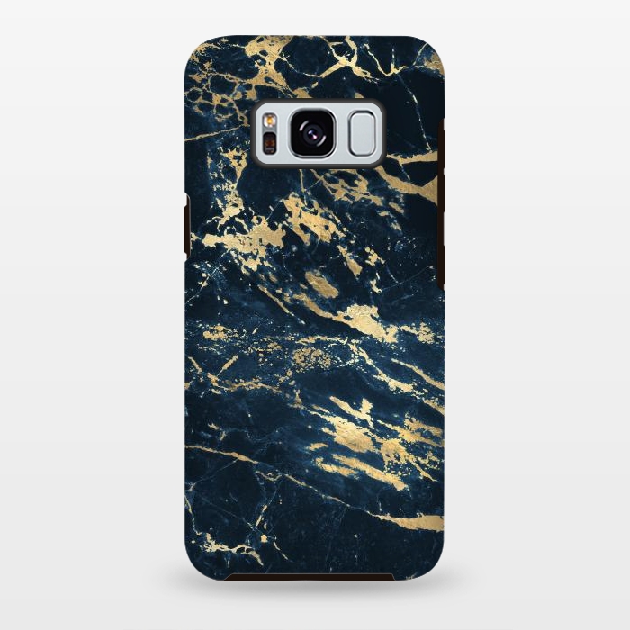 Galaxy S8 plus StrongFit dark blue gold marble by haroulita