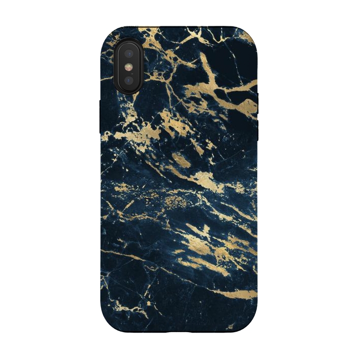 iPhone Xs / X StrongFit dark blue gold marble by haroulita