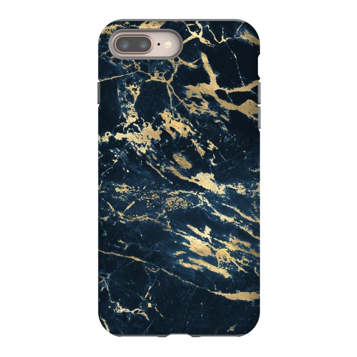 iPhone 8 plus StrongFit dark blue gold marble by haroulita