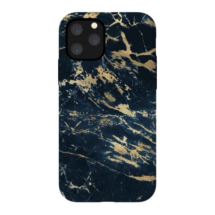 iPhone 11 Pro StrongFit dark blue gold marble by haroulita