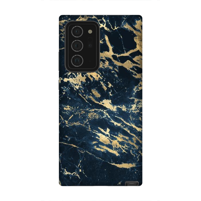 Galaxy Note 20 Ultra StrongFit dark blue gold marble by haroulita