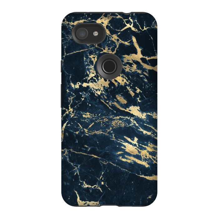Pixel 3AXL StrongFit dark blue gold marble by haroulita