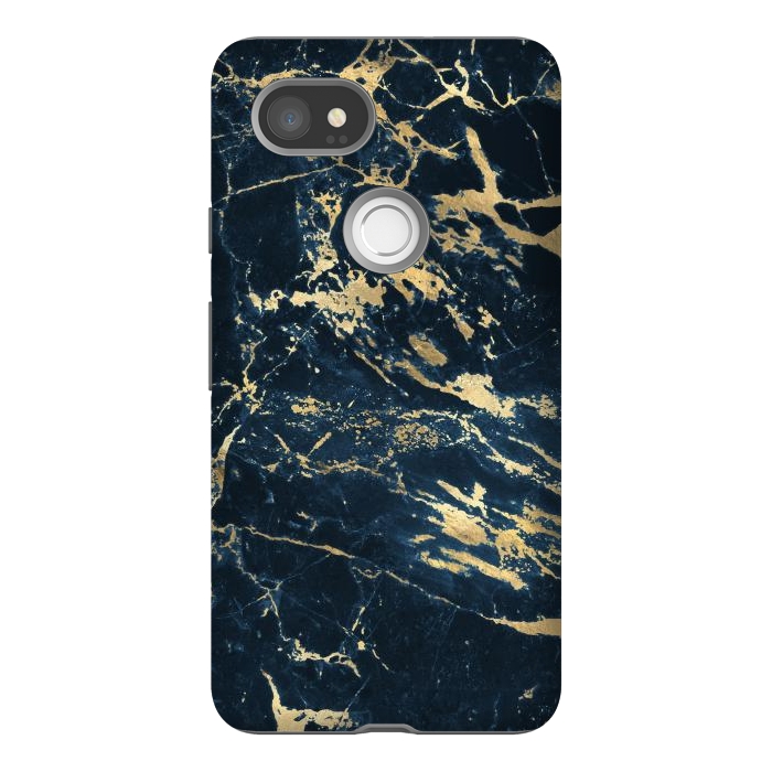 Pixel 2XL StrongFit dark blue gold marble by haroulita