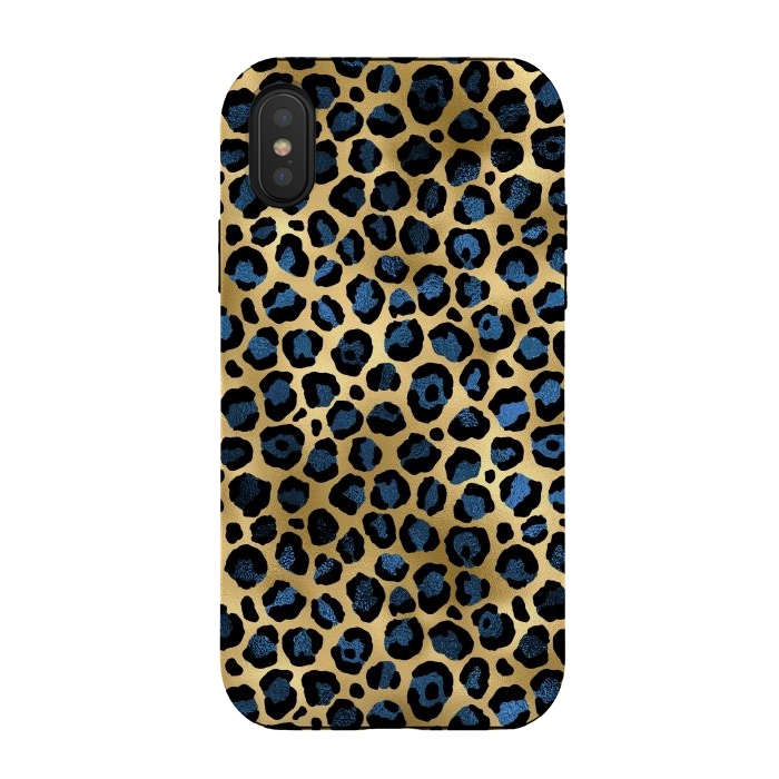 iPhone Xs / X StrongFit blue leopard print by haroulita