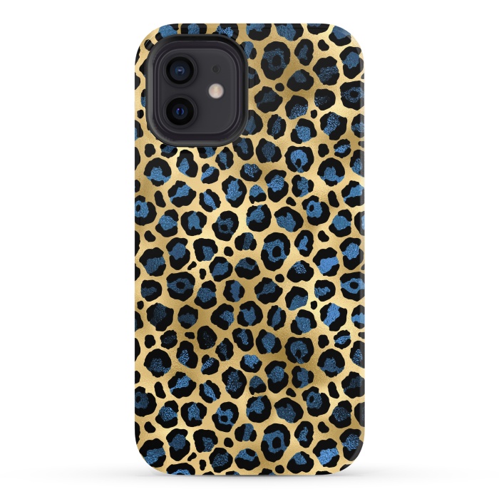 iPhone 12 StrongFit blue leopard print by haroulita
