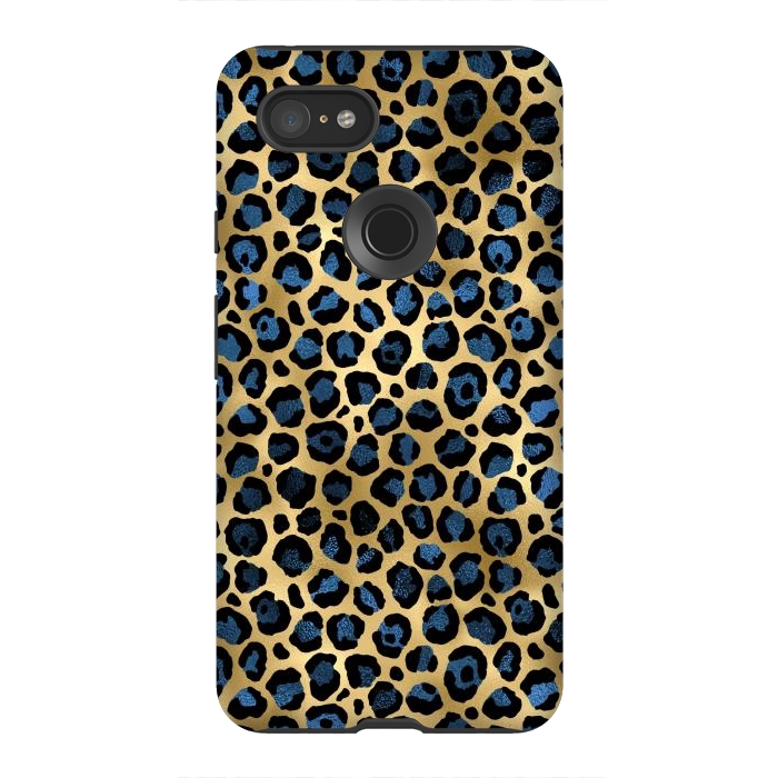 Pixel 3XL StrongFit blue leopard print by haroulita