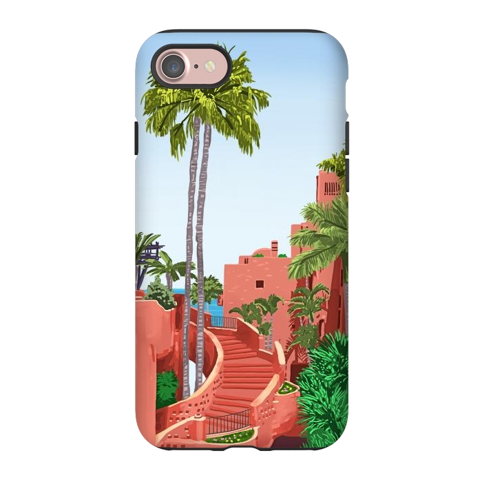 iPhone 7 StrongFit Tropical Architecture, Mexico Exotic Places Building Illustration Bohemian Painting Palm by Uma Prabhakar Gokhale