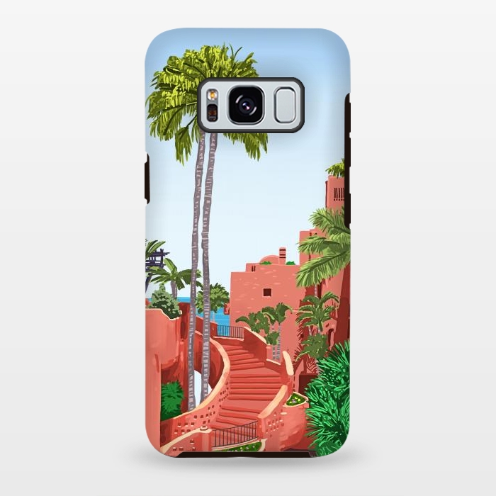 Galaxy S8 plus StrongFit Tropical Architecture, Mexico Exotic Places Building Illustration Bohemian Painting Palm by Uma Prabhakar Gokhale