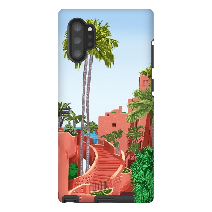 Galaxy Note 10 plus StrongFit Tropical Architecture, Mexico Exotic Places Building Illustration Bohemian Painting Palm by Uma Prabhakar Gokhale