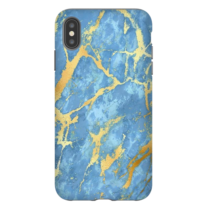 iPhone Xs Max StrongFit sky blue gold marble by haroulita