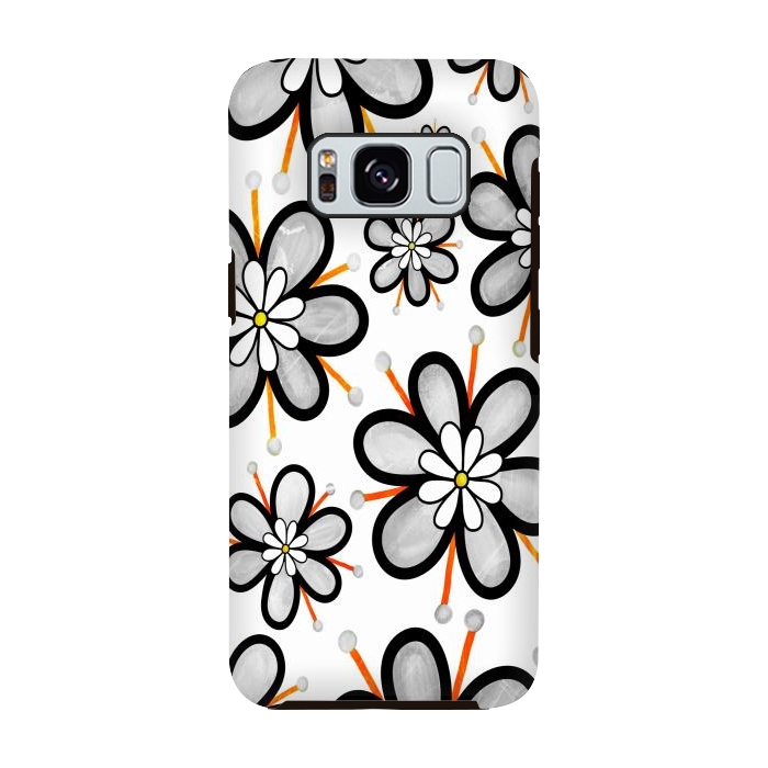 Galaxy S8 StrongFit gray flowers  by haroulita