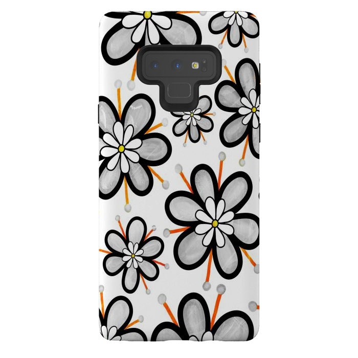 Galaxy Note 9 StrongFit gray flowers  by haroulita