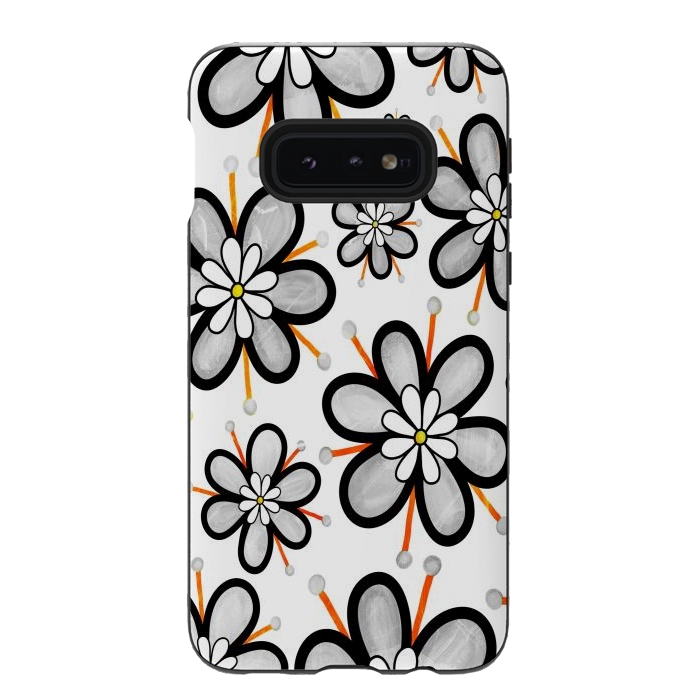 Galaxy S10e StrongFit gray flowers  by haroulita