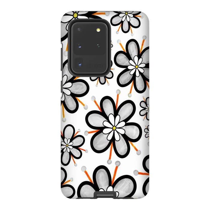 Galaxy S20 Ultra StrongFit gray flowers  by haroulita