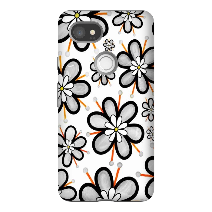 Pixel 2XL StrongFit gray flowers  by haroulita